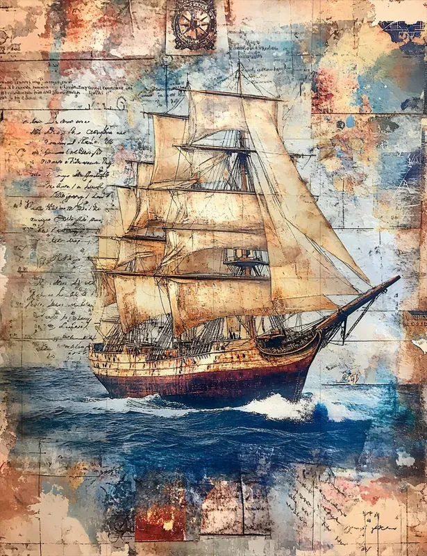 Nautical Vintage Junk Journal Pages