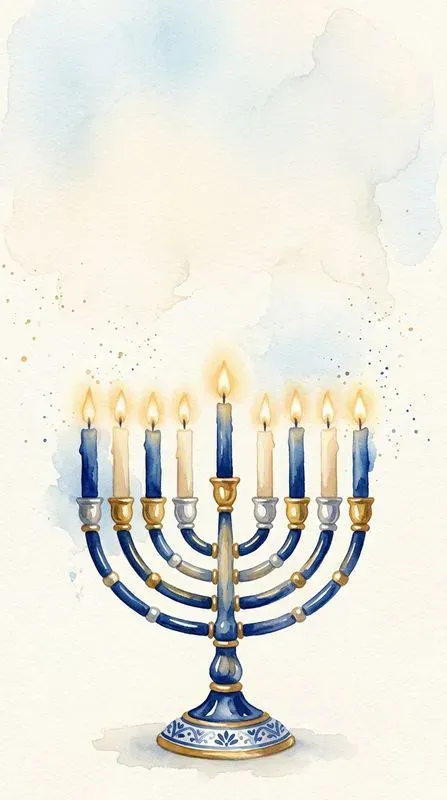 Hanukkah Watercolor Cards Jewish Art