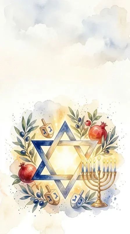 Hanukkah Watercolor Cards Jewish Art