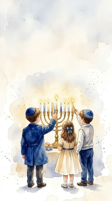 Hanukkah Watercolor Cards Jewish Art