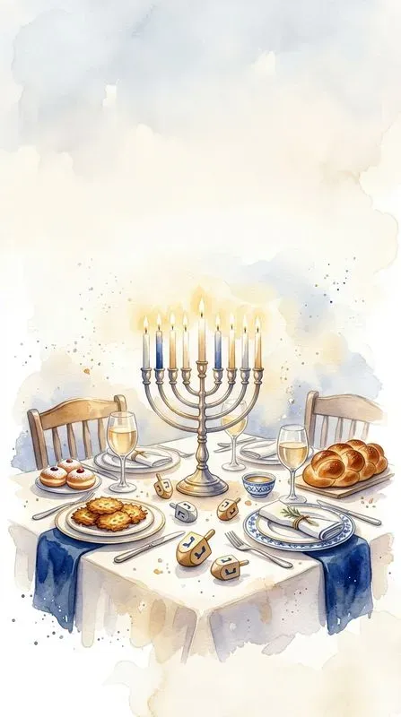 Hanukkah Watercolor Cards Jewish Art