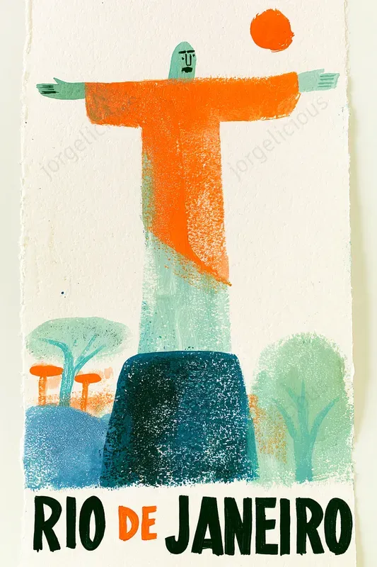 Folk Art Landmark Poster Prints