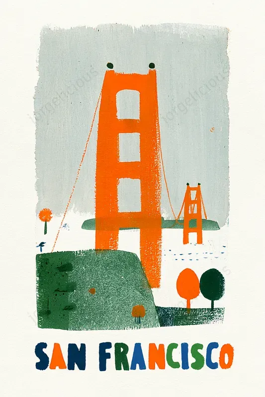 Folk Art Landmark Poster Prints