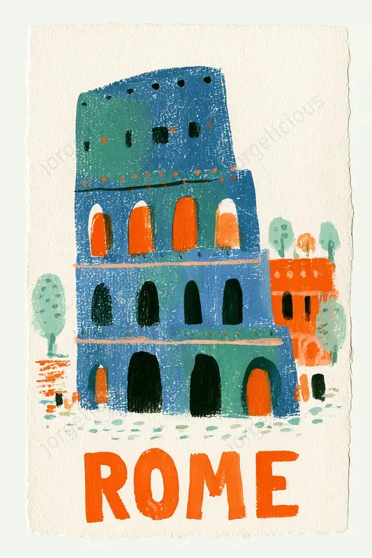Folk Art Landmark Poster Prints