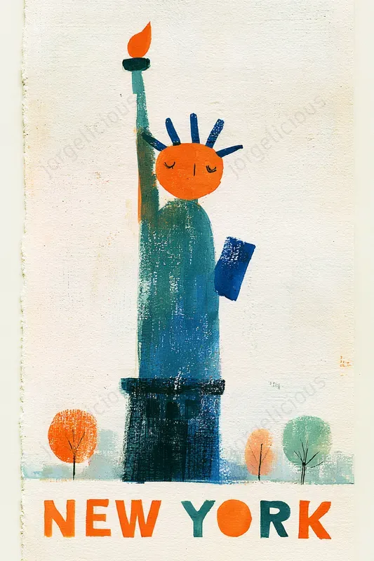 Folk Art Landmark Poster Prints