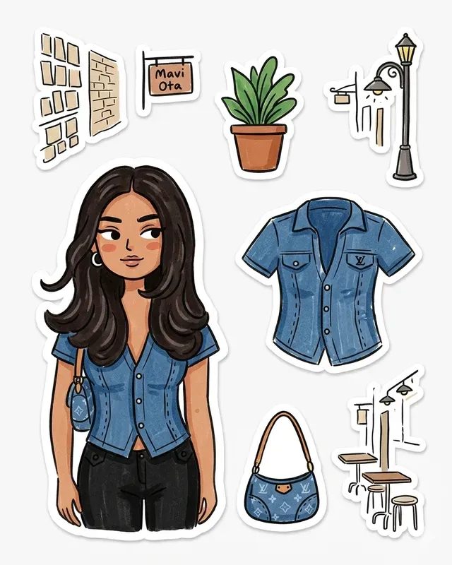 Whimsical 2d Handdrawn Sticker Doodles