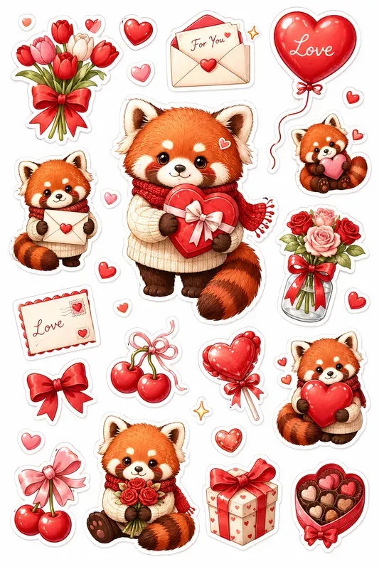 Romantic Red Sticker Sheets