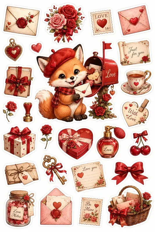 Romantic Red Sticker Sheets