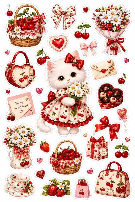 Romantic Red Sticker Sheets