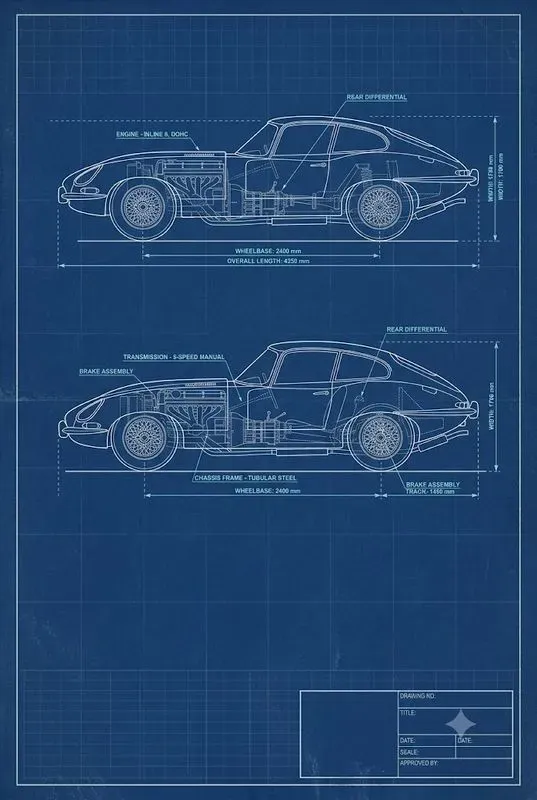 Vintage Blueprint Wall Art Studios