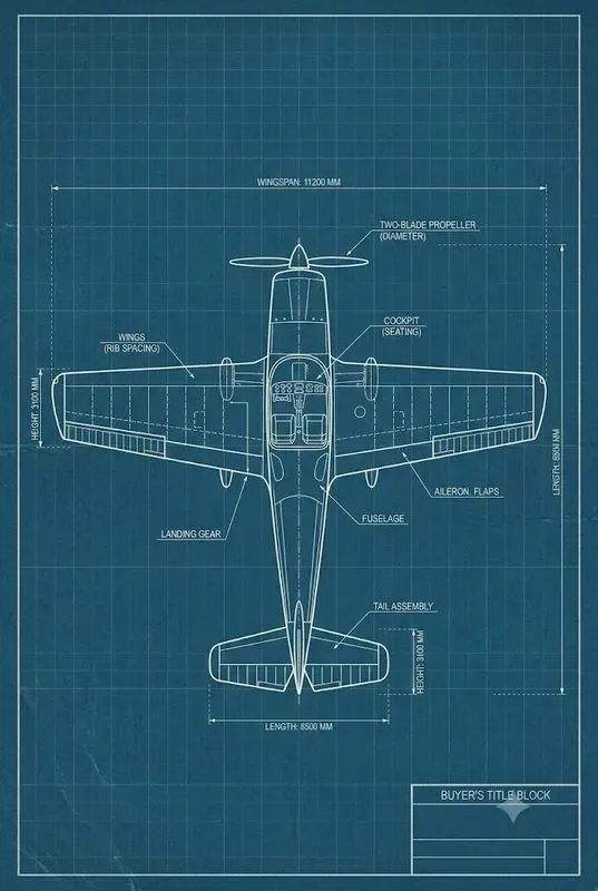 Vintage Blueprint Wall Art Studios