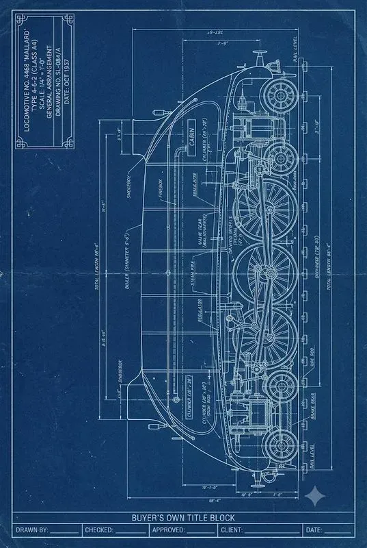 Vintage Blueprint Wall Art Studios