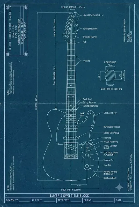 Vintage Blueprint Wall Art Studios