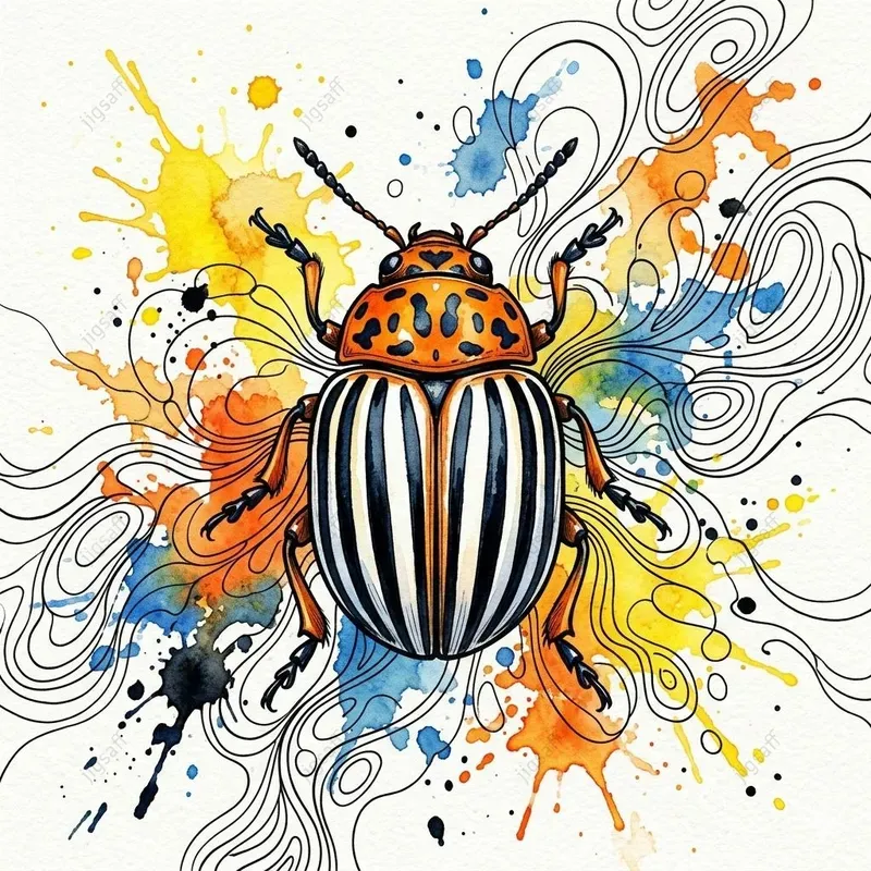 Watercolor Ink Beetle Illustrations