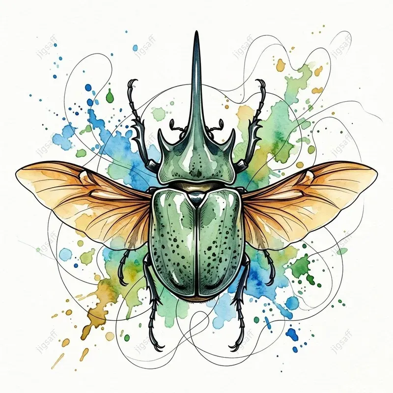 Watercolor Ink Beetle Illustrations