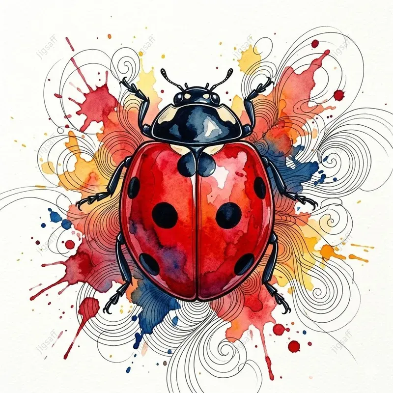 Watercolor Ink Beetle Illustrations