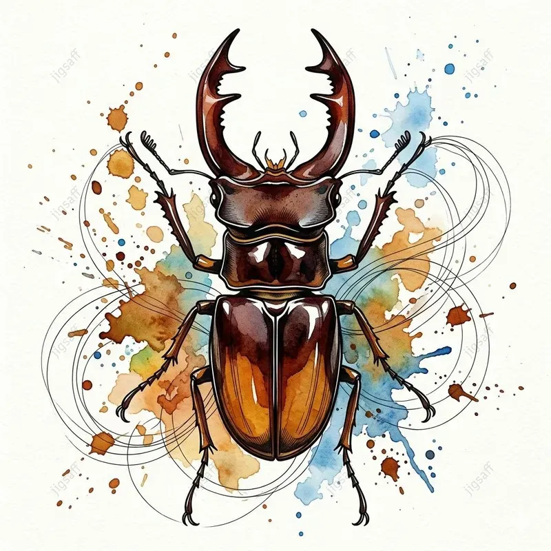 Watercolor Ink Beetle Illustrations