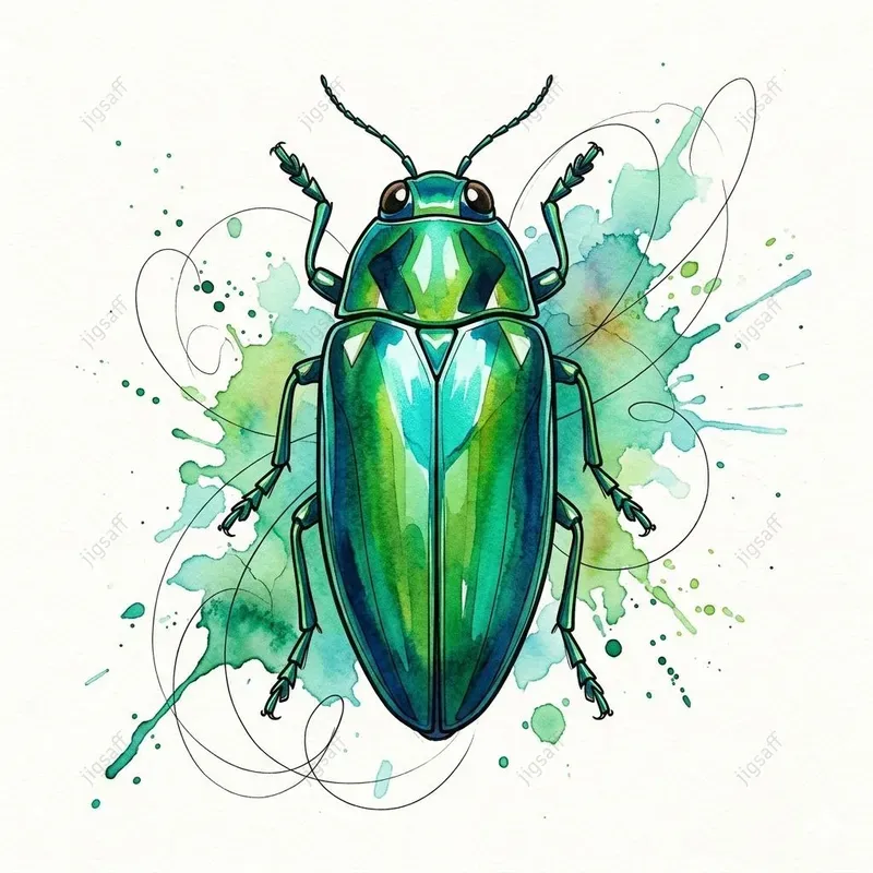 Watercolor Ink Beetle Illustrations