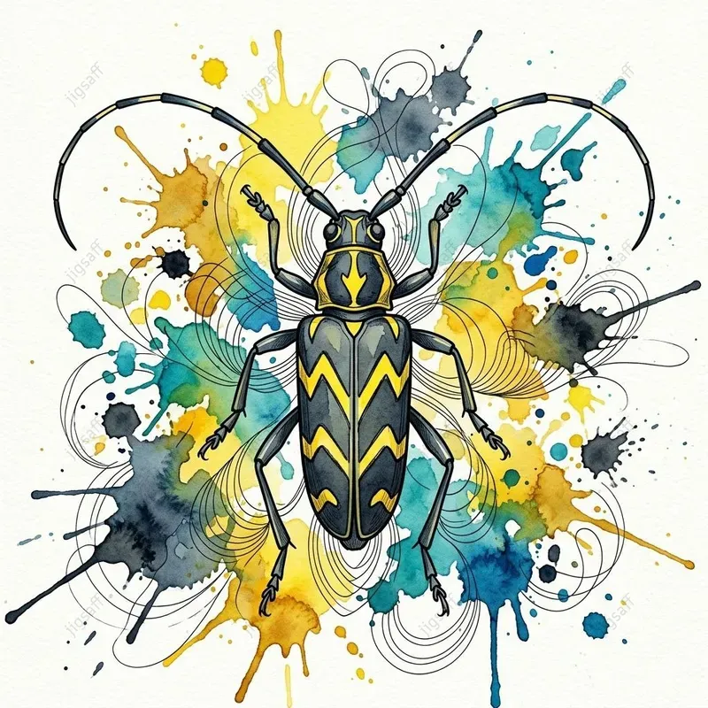 Watercolor Ink Beetle Illustrations