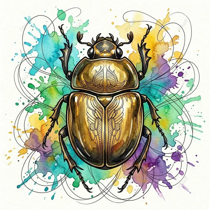 Watercolor Ink Beetle Illustrations