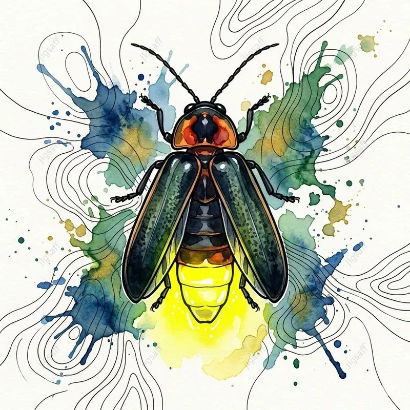Watercolor Ink Beetle Illustrations