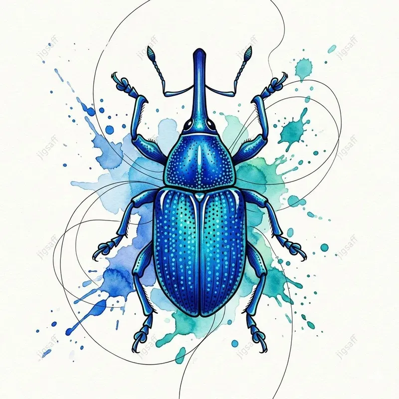 Watercolor Ink Beetle Illustrations