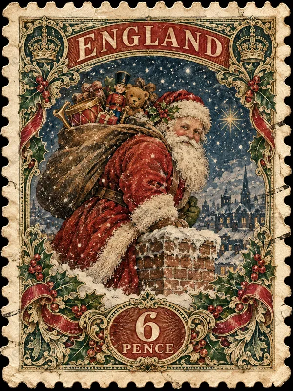 Vintage Christmas Postage Stamps