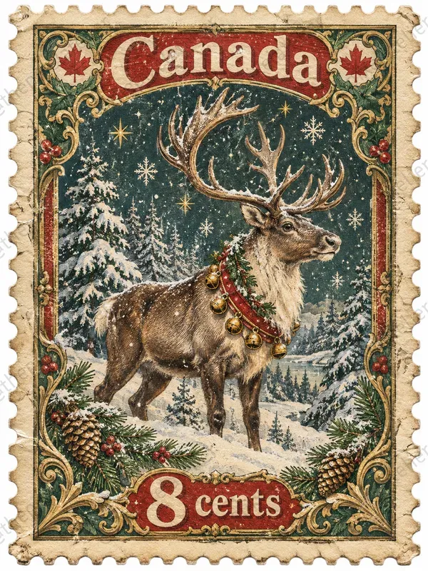 Vintage Christmas Postage Stamps