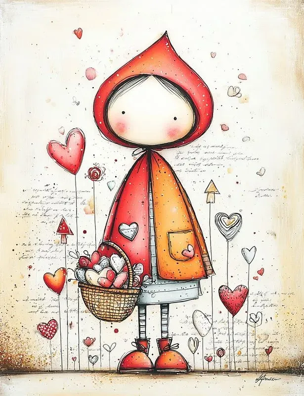 Whimsical Valentine Mixed Media Clipart