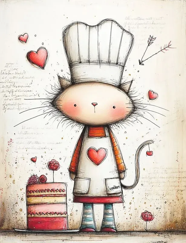 Whimsical Valentine Mixed Media Clipart