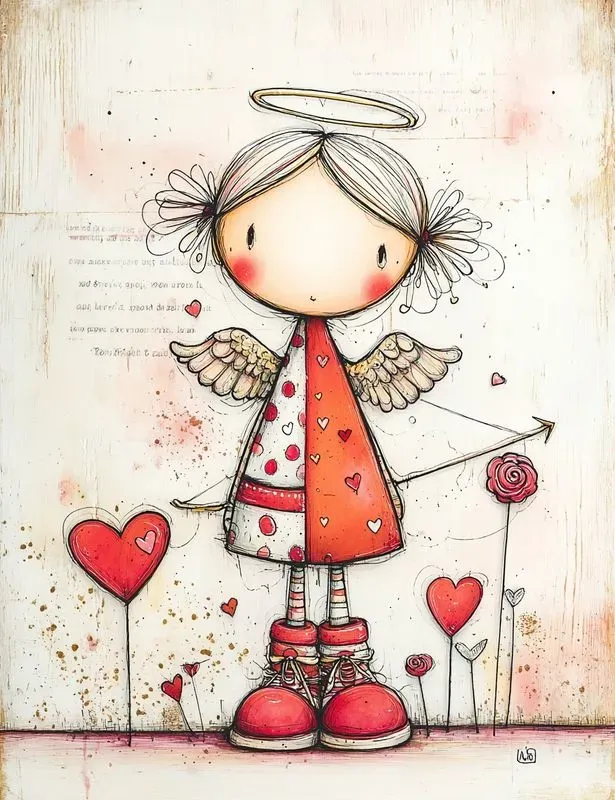 Whimsical Valentine Mixed Media Clipart