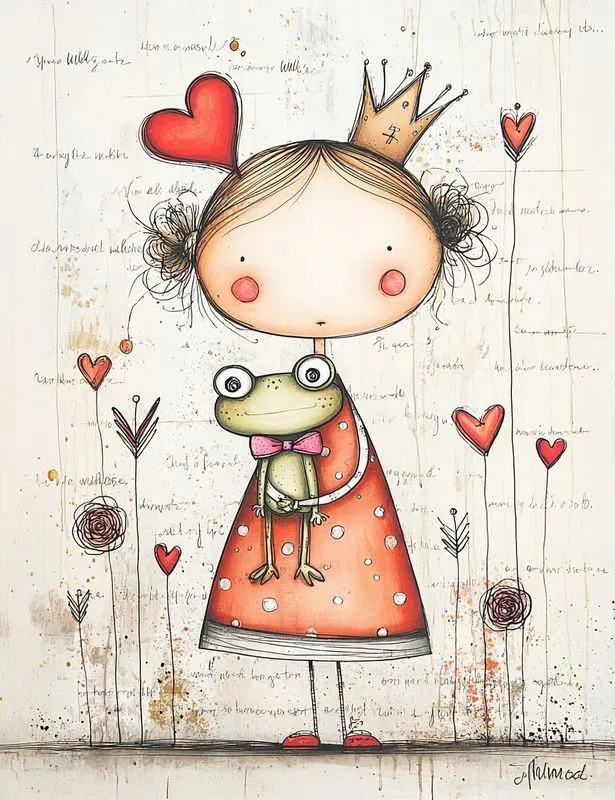 Whimsical Valentine Mixed Media Clipart