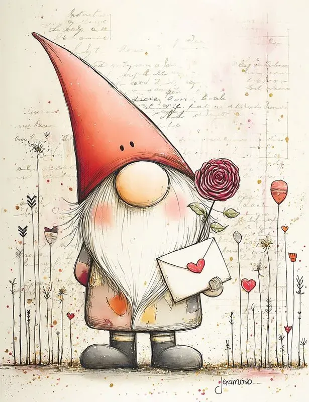 Whimsical Valentine Mixed Media Clipart