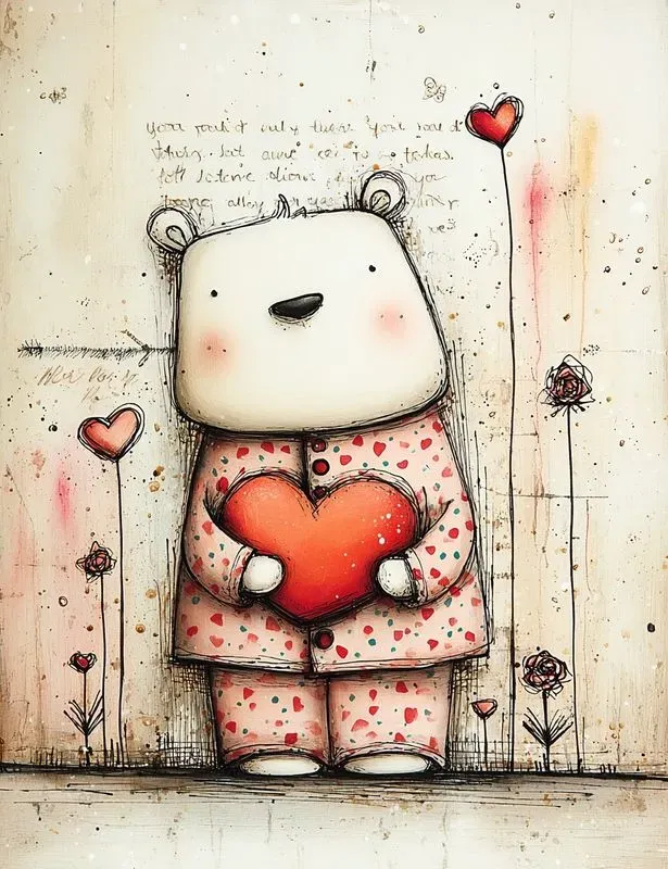 Whimsical Valentine Mixed Media Clipart
