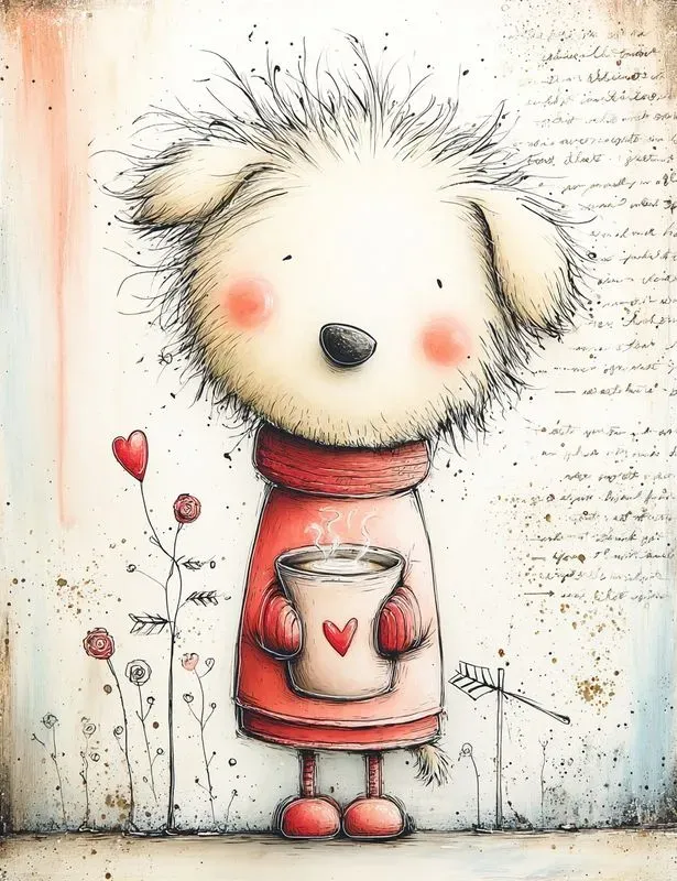 Whimsical Valentine Mixed Media Clipart