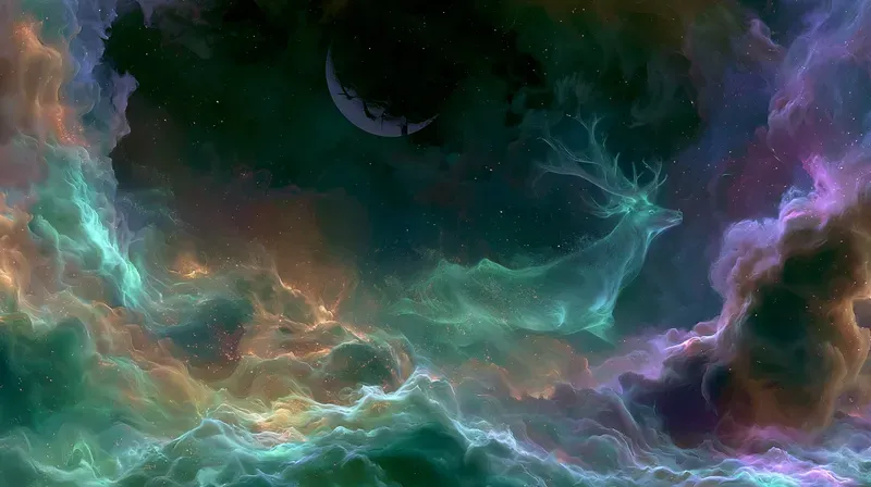 Cosmic Animals Swimming On Nebulae