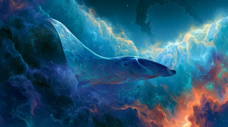 Cosmic Animals Swimming On Nebulae