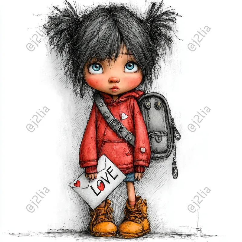 Cute Valentine Girls Clipart