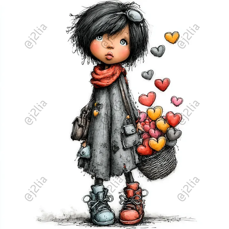 Cute Valentine Girls Clipart