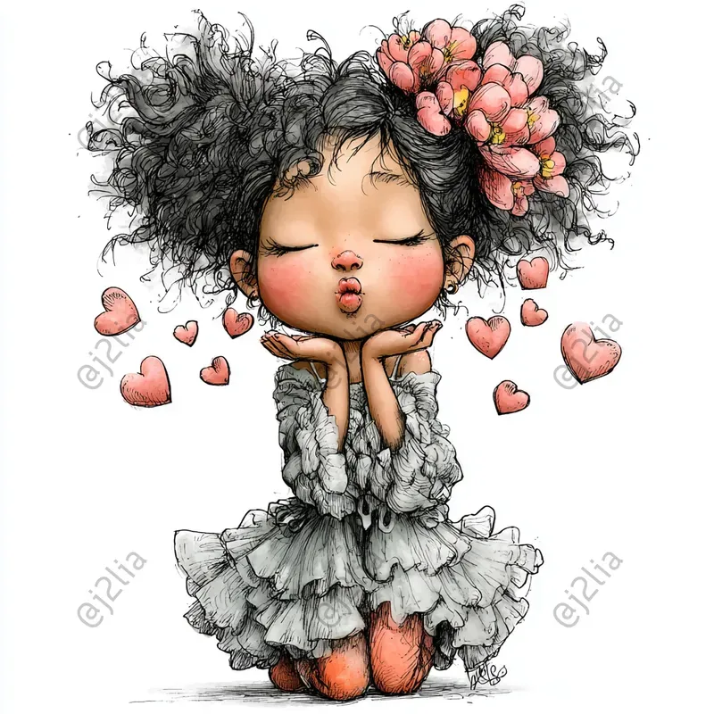 Cute Valentine Girls Clipart