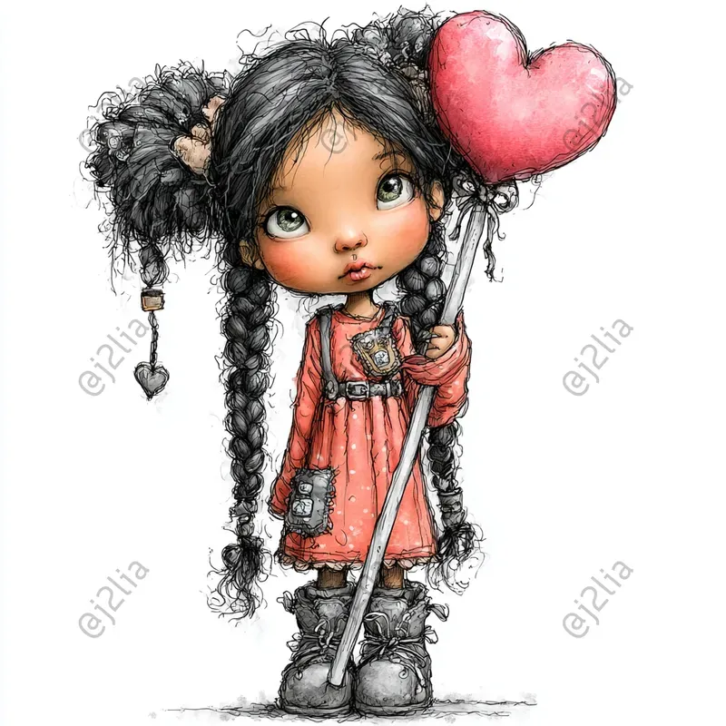 Cute Valentine Girls Clipart