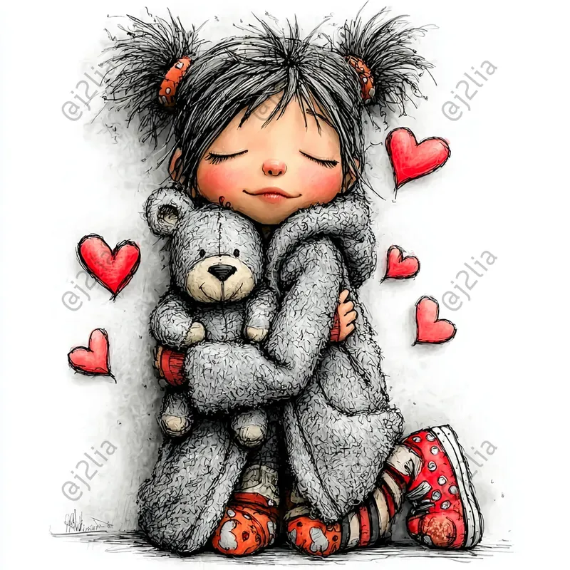 Cute Valentine Girls Clipart