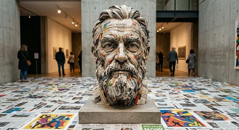 Contemporary Recycled Newspaper Sculptures