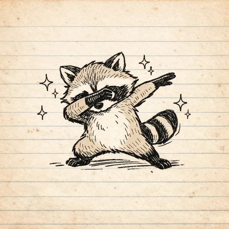 Raccoon Dab Dance Doodle Fun