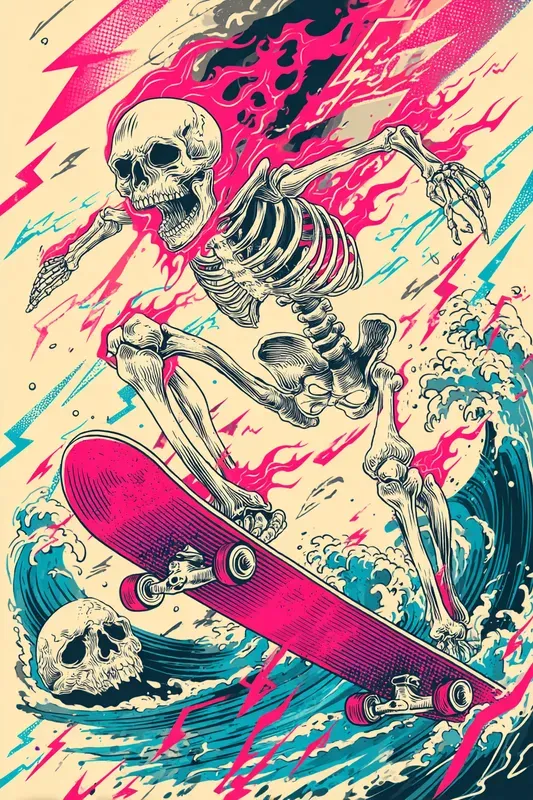 Japanese Monster Skate Design Prints