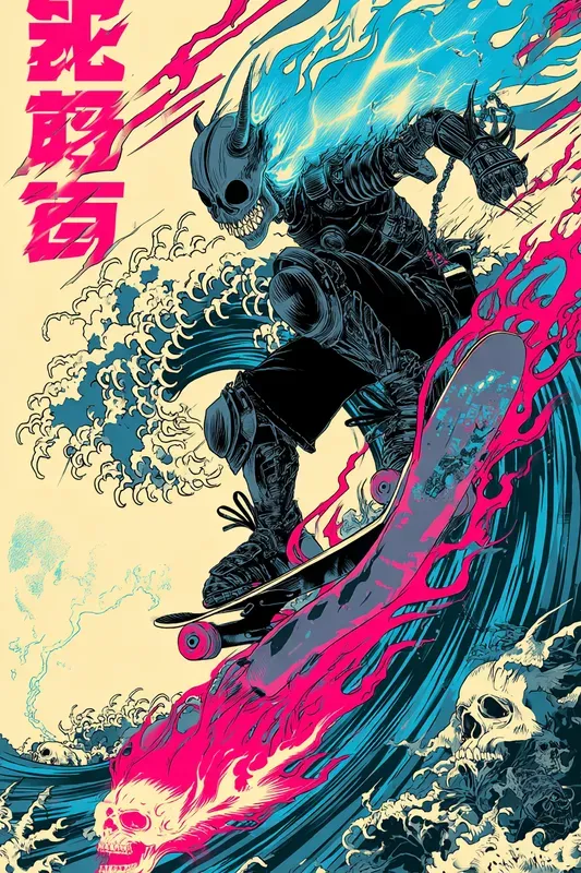 Japanese Monster Skate Design Prints