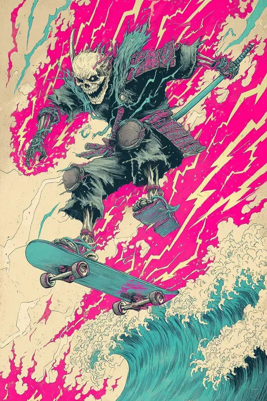 Japanese Monster Skate Design Prints
