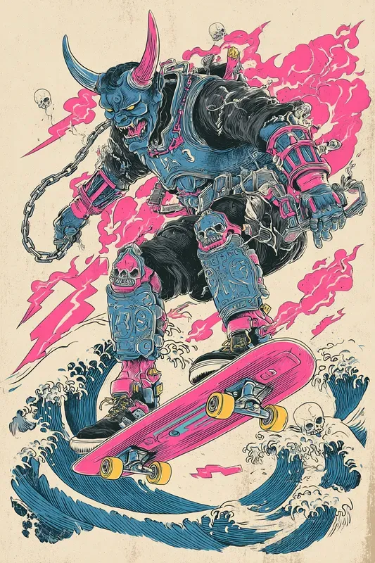 Japanese Monster Skate Design Prints