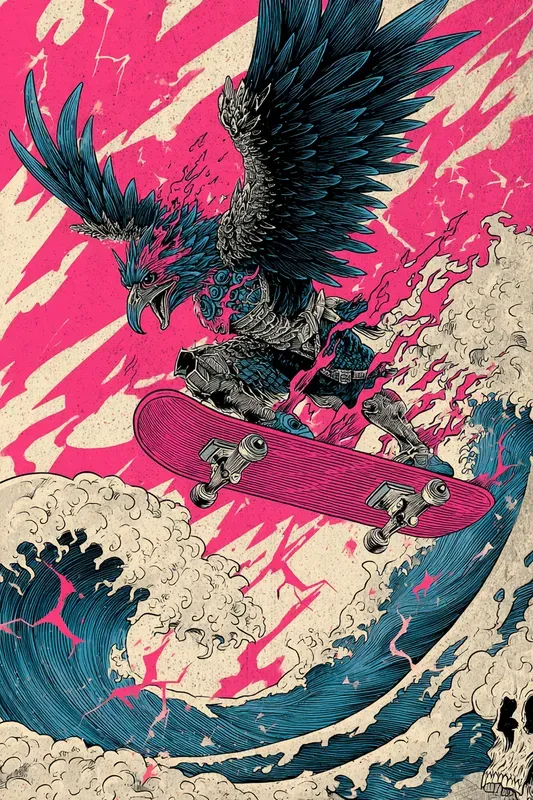 Japanese Monster Skate Design Prints