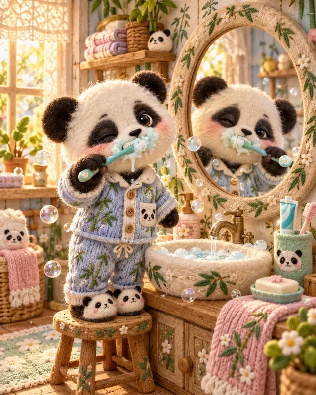Handcrafted Felt Toothbrushing Animals